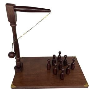 Vintage Wooden Tabletop Bowling Game  House Of Marbles  Original Finish